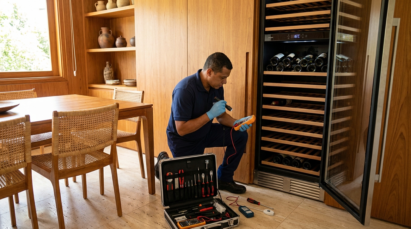 Substituição do termostato de uma adega climatizada em Recife‑PE